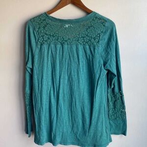 Teal Lace Detail Women's Top